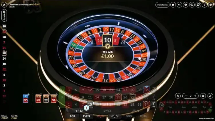 Live Diamond Roulette - Interface