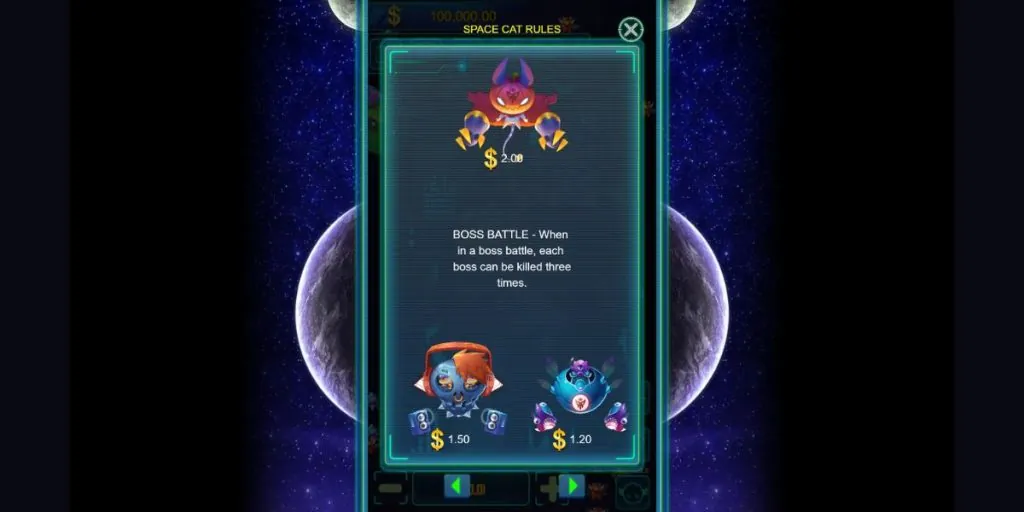 Space Cat Fishing - Paytable